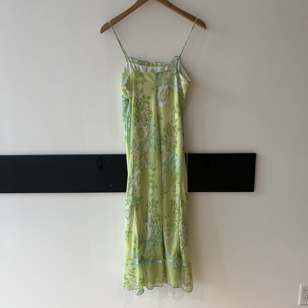 Green Floral Midi Slip Dress - Lightweight Summer Dress - Picture 7 of 9